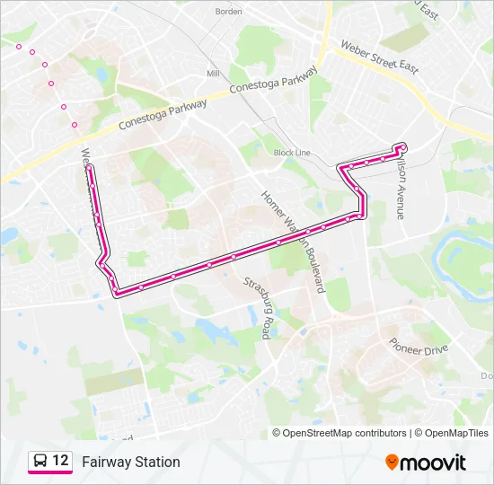 Plan de la ligne 12 de bus