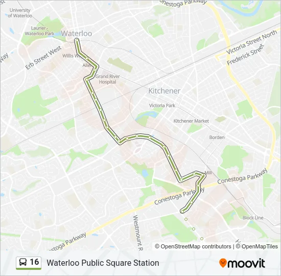 16 Bus Line Map