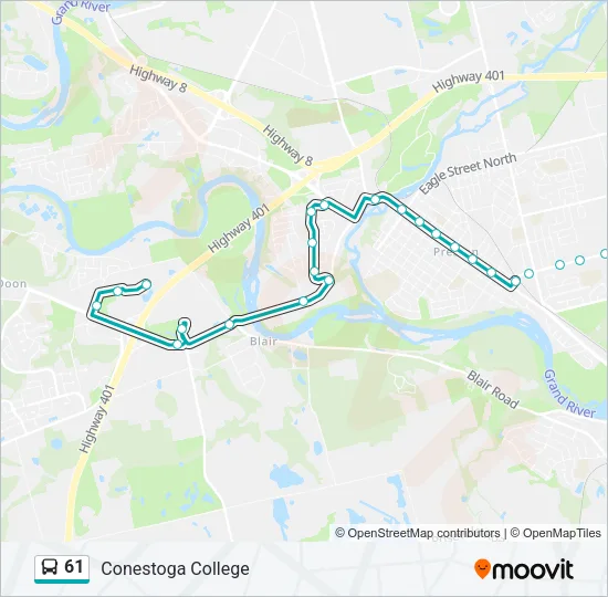61 Bus Line Map
