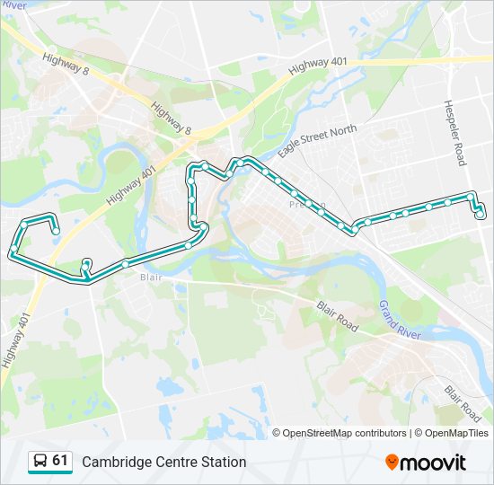 61 Bus Line Map