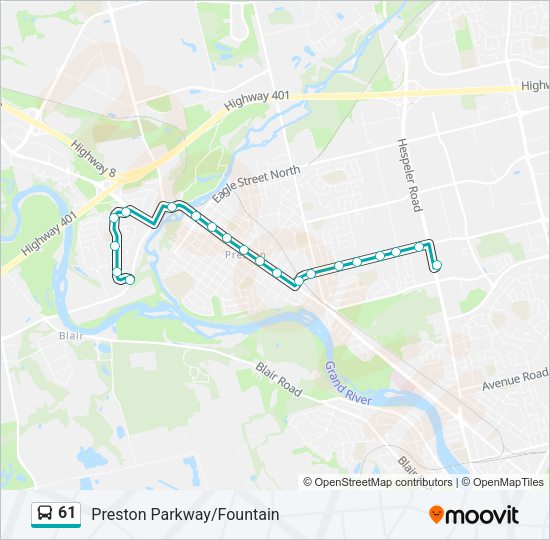 61 Bus Line Map