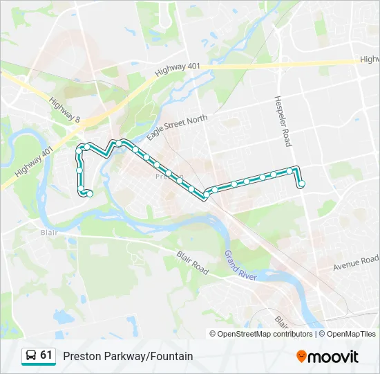 61 Bus Line Map