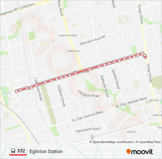 332 Bus Line Map