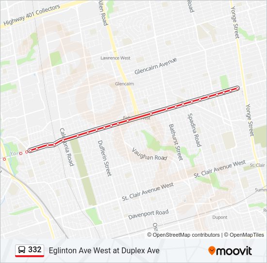 332 Bus Line Map