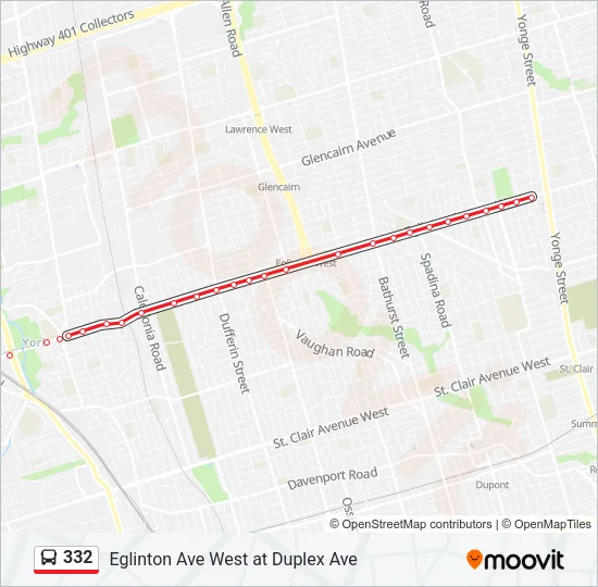 332 Bus Line Map
