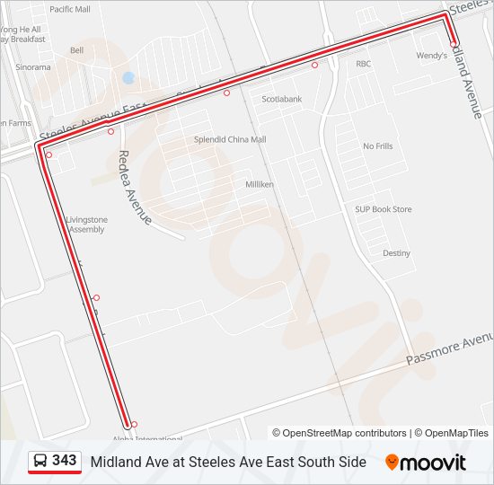 343 bus Line Map