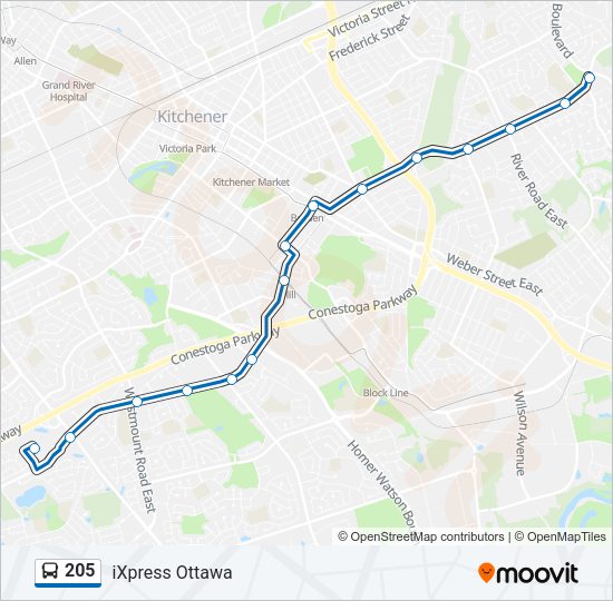 205 Bus Line Map