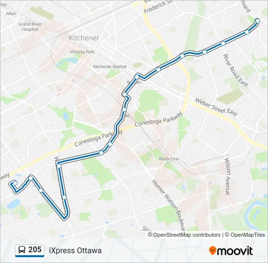 205 Bus Line Map