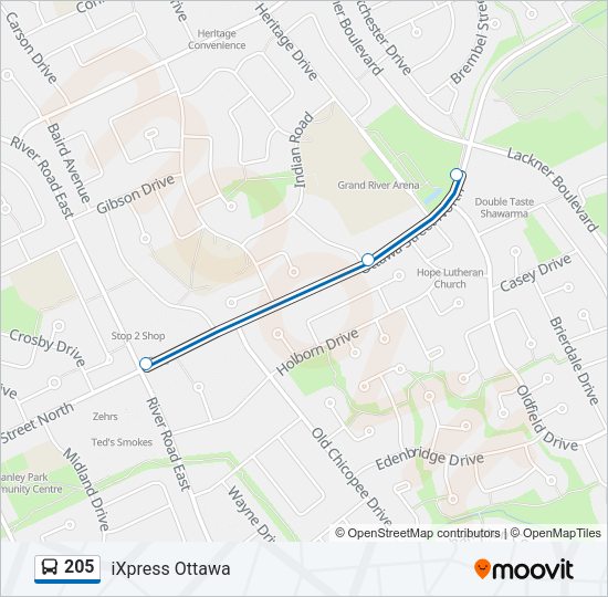 205 Bus Line Map