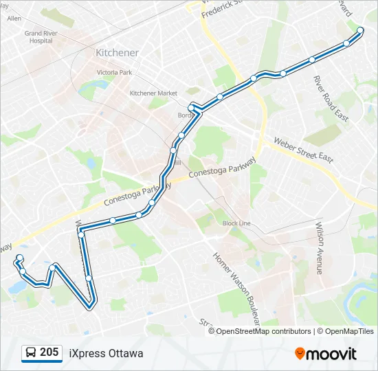 205 Bus Line Map