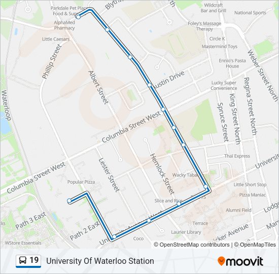 19 Bus Line Map