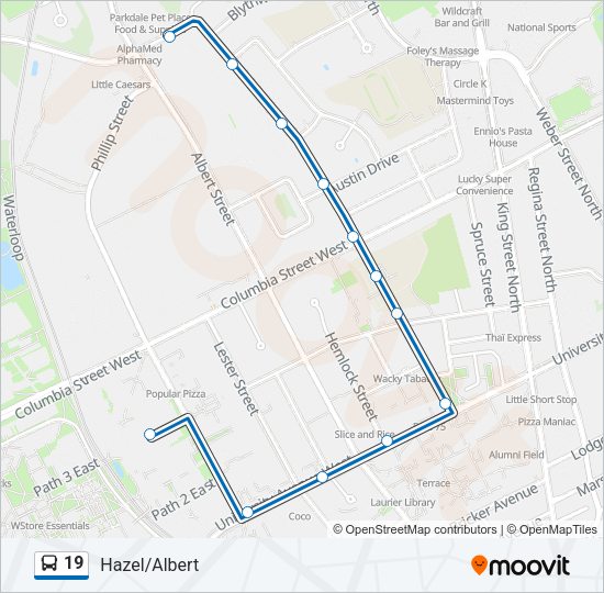 19 Bus Line Map