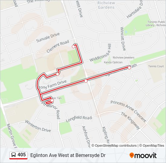 405 Bus Line Map