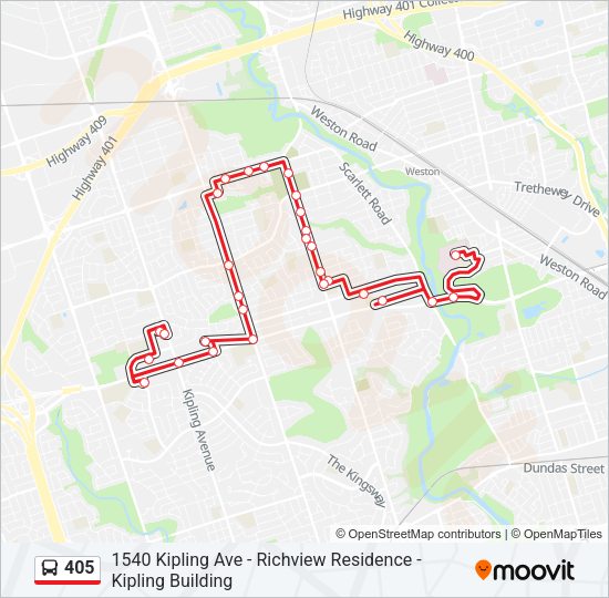 405 Bus Line Map