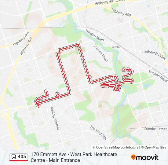 405 Bus Line Map