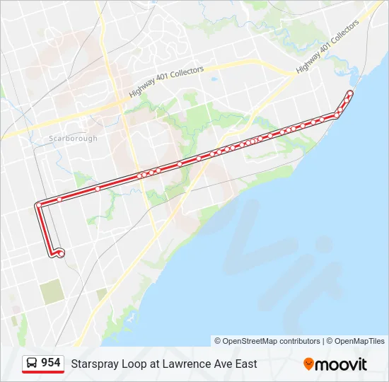 954 Bus Line Map