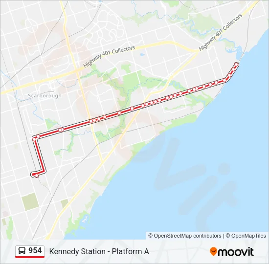 954 Bus Line Map