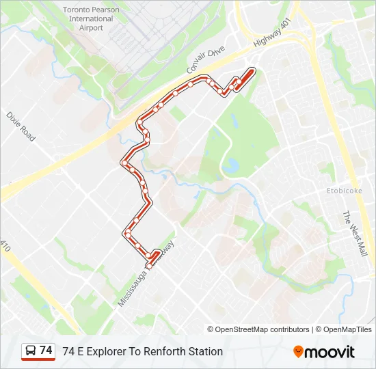 74 Bus Line Map
