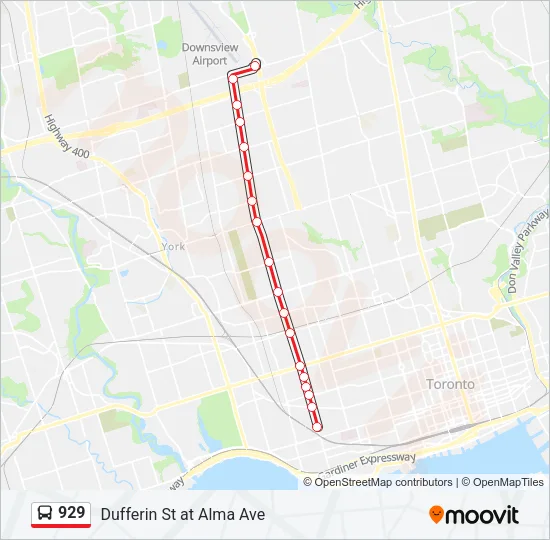 929 Bus Line Map