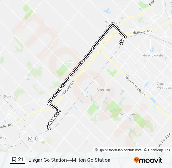 Plan de la ligne 21 de bus