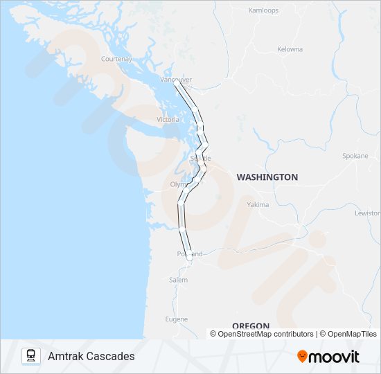 AMTRAK CASCADES Train Line Map