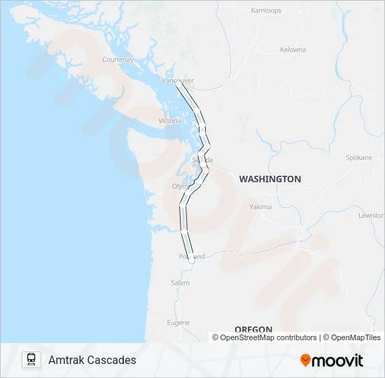 AMTRAK CASCADES Train Line Map
