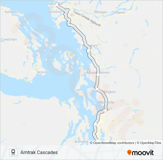 AMTRAK CASCADES Train Line Map
