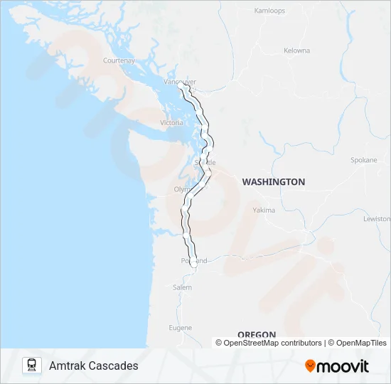 AMTRAK CASCADES Train Line Map