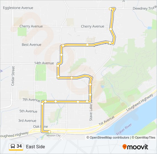 34 Bus Line Map