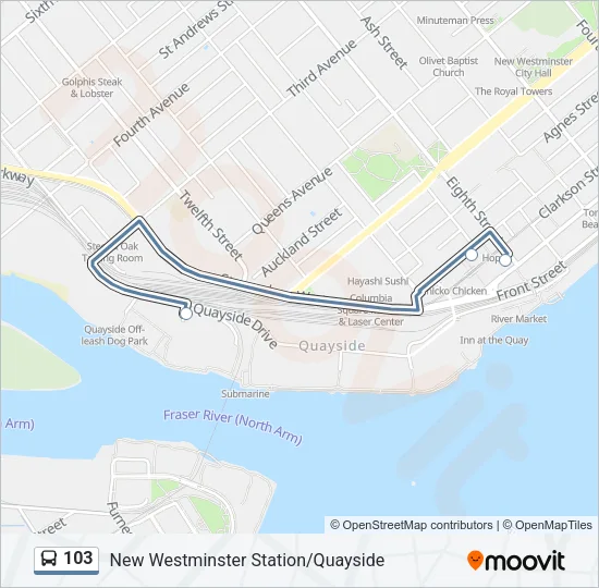 103 Bus Line Map