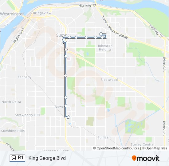 R1 Bus Line Map