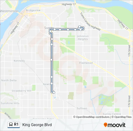 R1 Bus Line Map