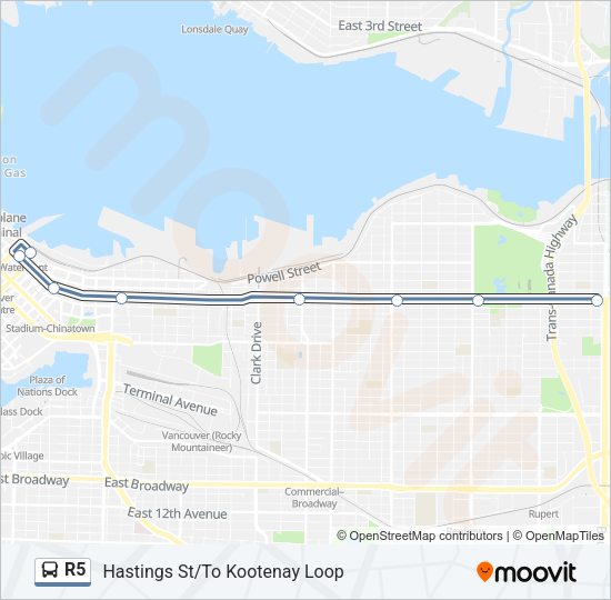 R5 Bus Line Map
