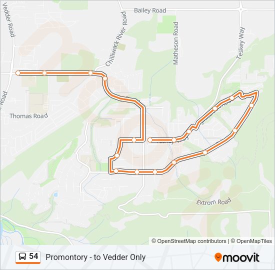 54 Bus Line Map