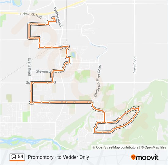 54 Bus Line Map