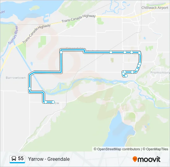55 Bus Line Map