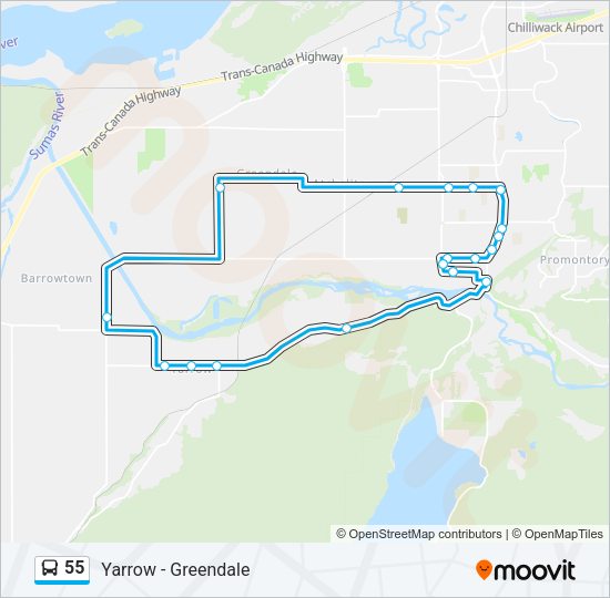 55 Bus Line Map