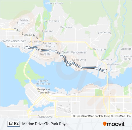 R2 Bus Line Map