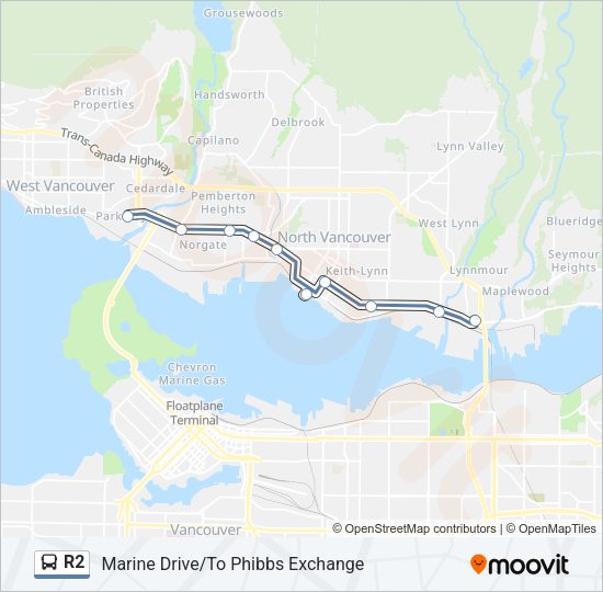 R2 Bus Line Map