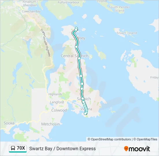 70X Bus Line Map