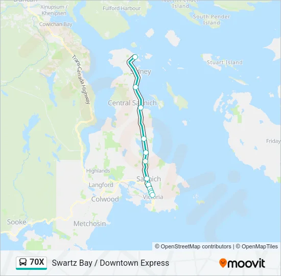 70X Bus Line Map