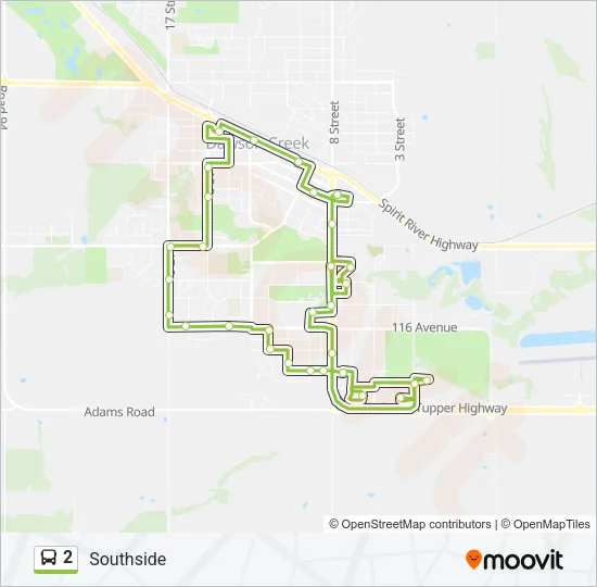 Plan de la ligne 2 de bus