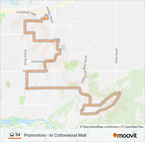 54 Bus Line Map