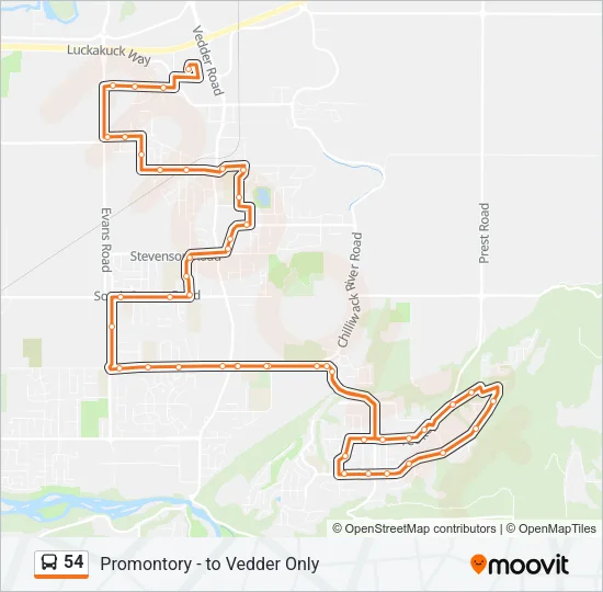 54 Bus Line Map