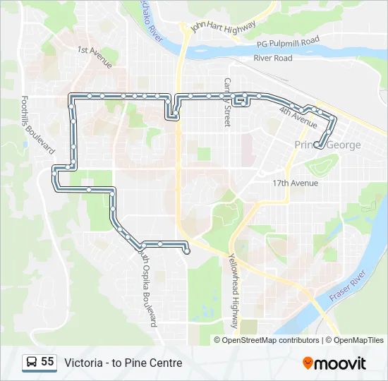 55 Bus Line Map