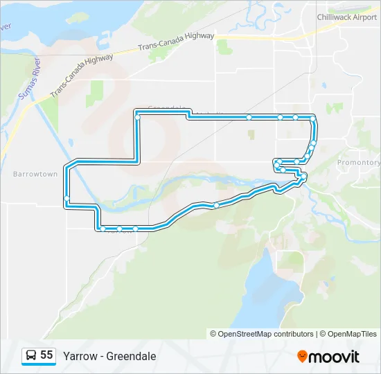 55 Bus Line Map
