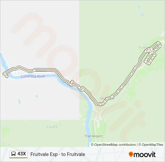 43X Bus Line Map