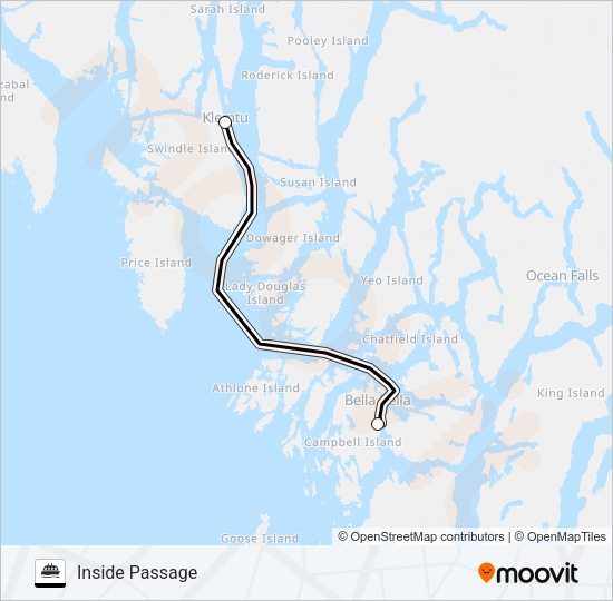 INSIDE PASSAGE Ferry Line Map