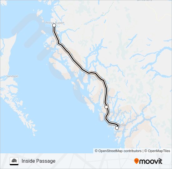 INSIDE PASSAGE Ferry Line Map