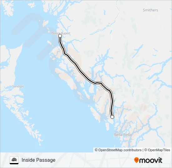 INSIDE PASSAGE Ferry Line Map